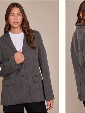 PrettyLittleThing Charcoal Pinstripe Blazer Jacket